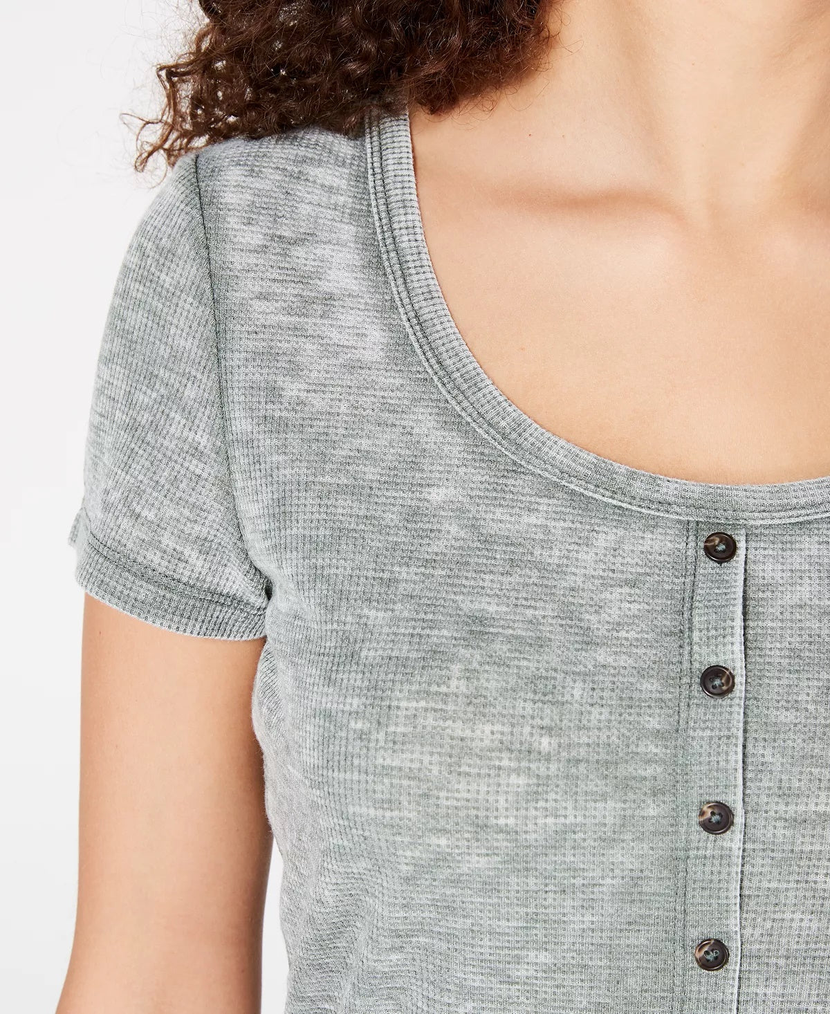 Camiseta Waffle com Botões Frontais Crave Fame Juniors Verde Tamanho Grande