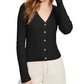 Cardigan curto canelado Ultra Flirt Juniors, preto, tamanho X-S