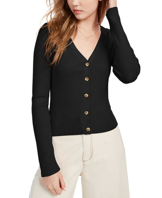 Cardigan curto canelado Ultra Flirt Juniors, preto, tamanho X-S