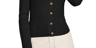 Cardigan curto canelado Ultra Flirt Juniors, preto, tamanho X-S