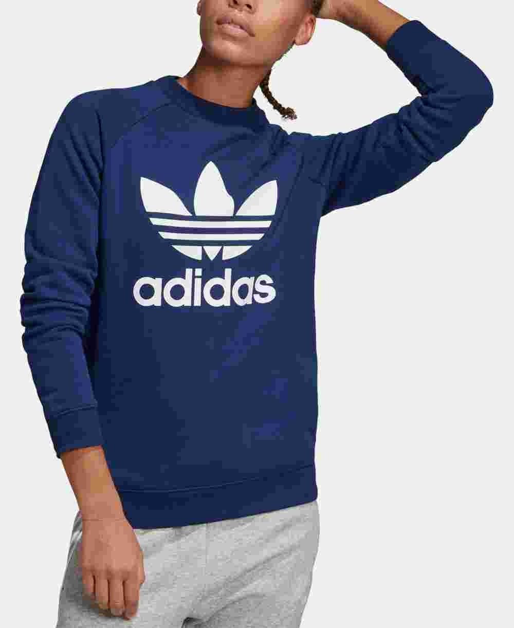 Moletom Adidas Originals Adicolor Cotton Trefoil Feminino Azul Tamanho Médio