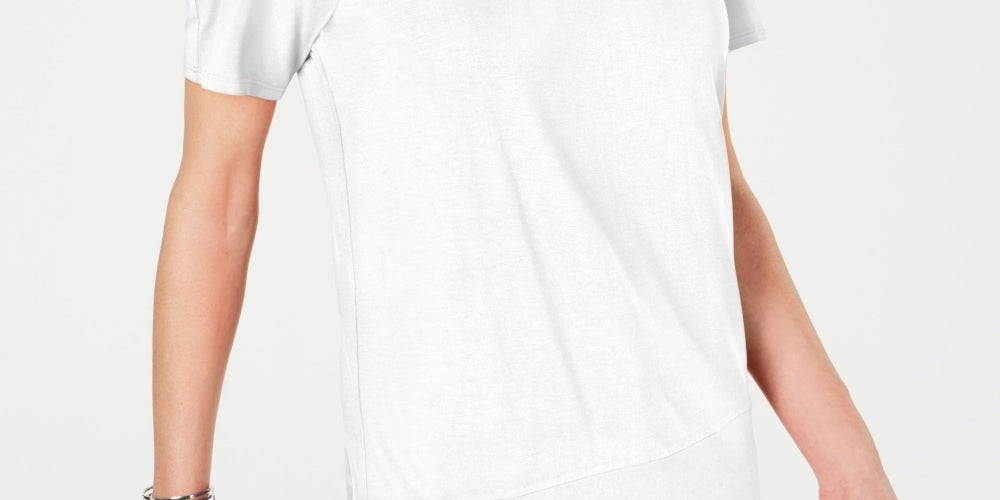 JM Collection Top Feminino com Tachas e Ombros Vazados, Branco, Tamanho Pequeno