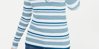 Suéter listrado com decote em V para calouros e juniores, verde, tamanho pequeno