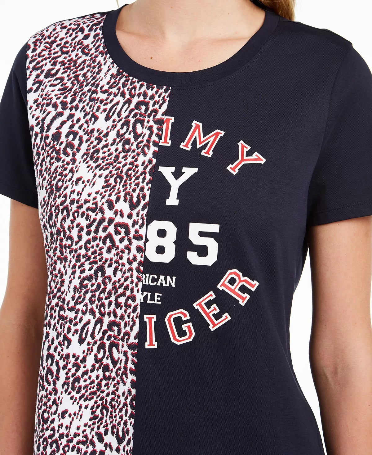 Camiseta Tommy Hilfiger Feminina Algodão Estampada Azul Tamanho Grande