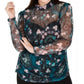 Blusa de gola alta estampada feminina INC International Concepts, preta, tamanho 0X