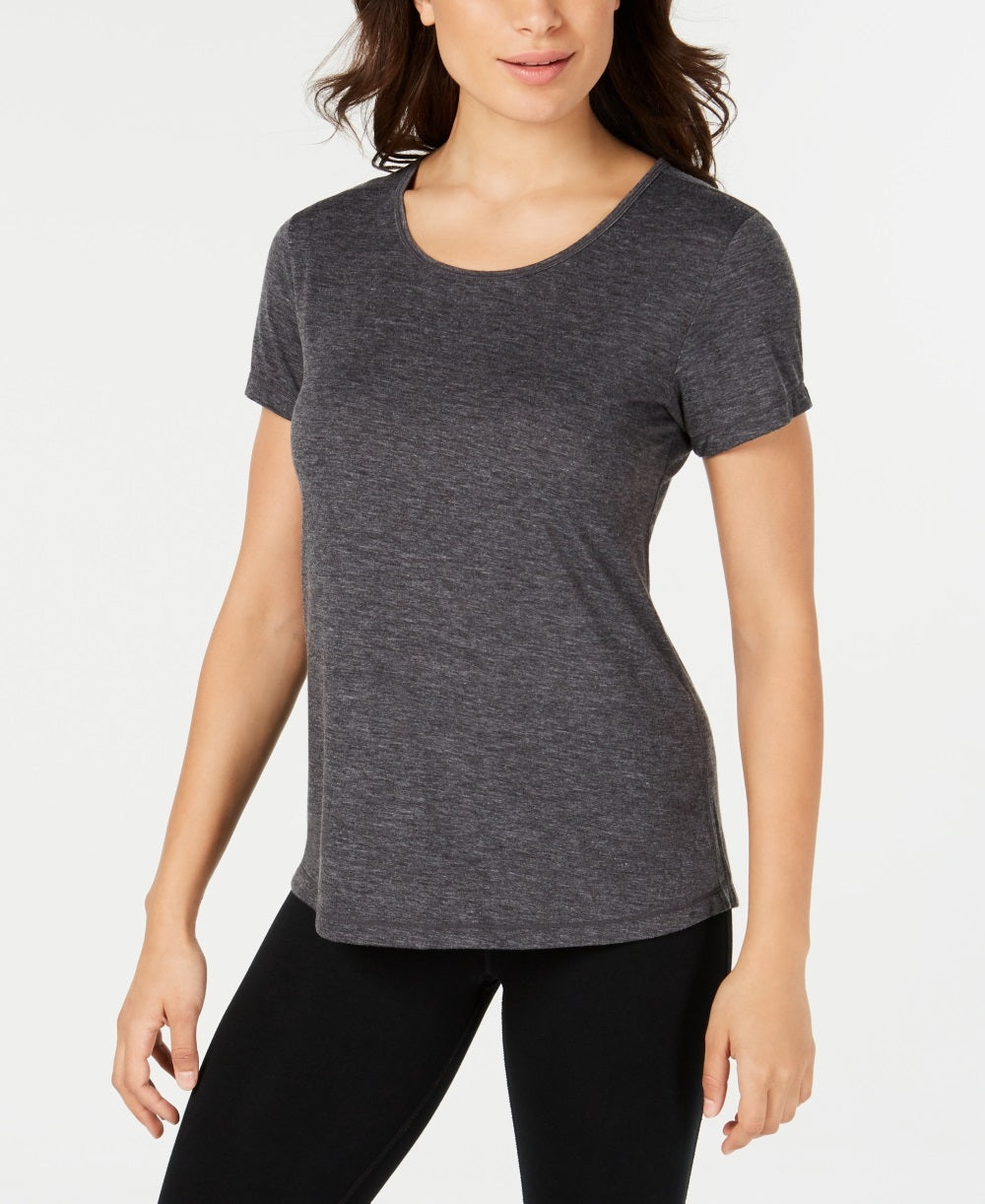 Camiseta feminina Ideology com costas em malha, cinza, tamanho pequeno