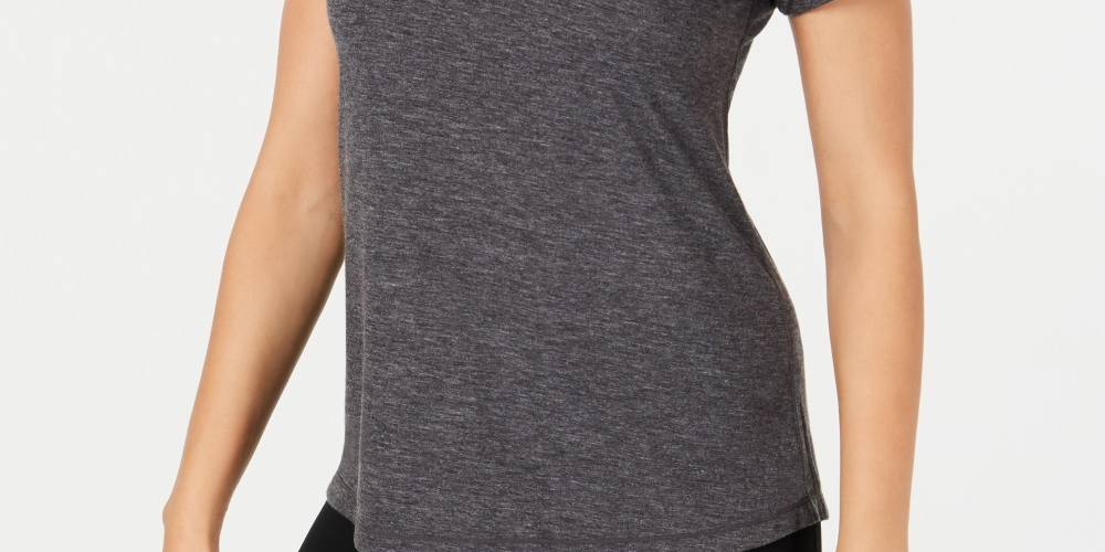 Camiseta feminina Ideology com costas em malha, cinza, tamanho pequeno