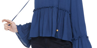 Gypsies &amp; Moondust Juniors' Top de renda com ombros, azul marinho, tamanho X pequeno