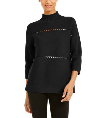 Poncho feminino Alfani de algodão Pointelle, preto, tamanho pequeno