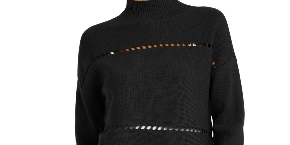 Poncho feminino Alfani de algodão Pointelle, preto, tamanho pequeno
