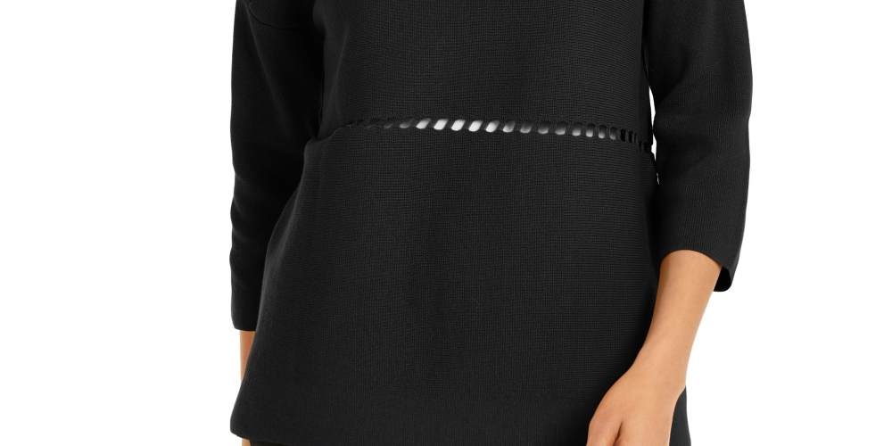 Poncho feminino Alfani de algodão Pointelle, preto, tamanho pequeno