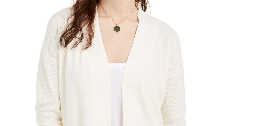 Cardigan aberto Pink Rose Juniors, tamanho grande, branco