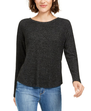 Quase Famosos Junior's Crave Fame Cozy Twist Back Ribbed Top Preto Tamanho X-S