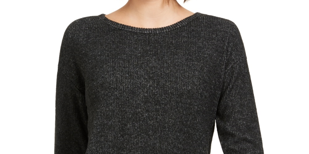 Quase Famosos Junior's Crave Fame Cozy Twist Back Ribbed Top Preto Tamanho X-S