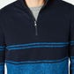 Suéter listrado masculino Michael Kors com zíper de um quarto, azul, tamanho XX-G