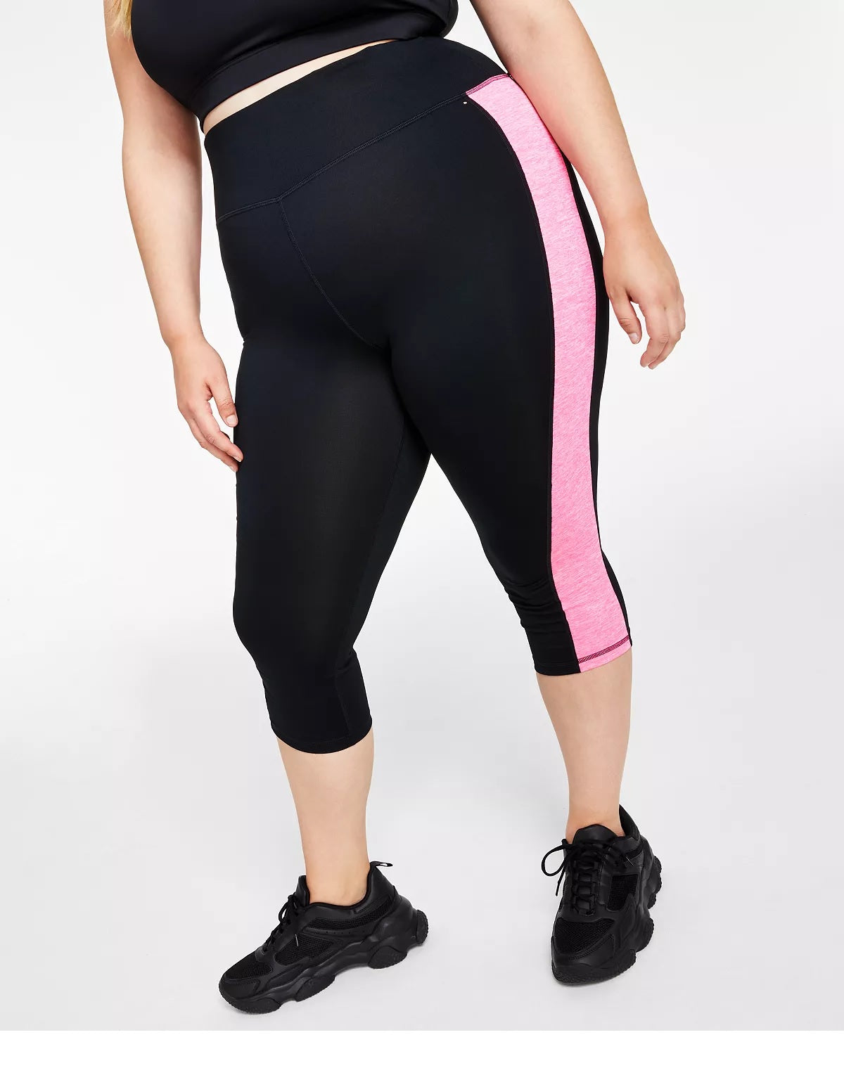 Leggings cropped femininas Ideology Colorblocked, pretas, tamanho médio