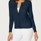 Cardigan de malha Pointelle feminino Charter Club, azul, tamanho médio