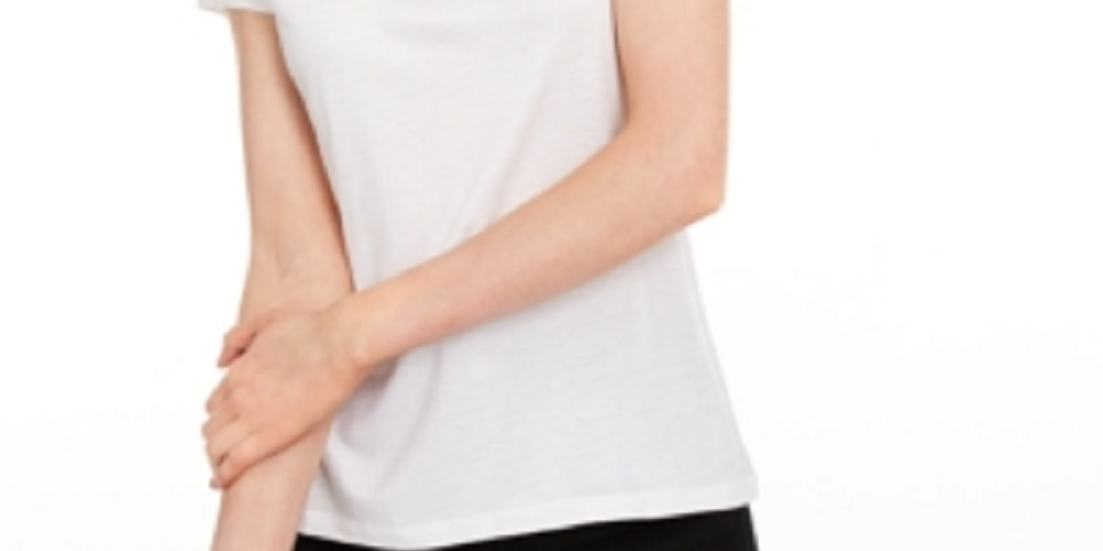 Camiseta feminina lisa com amarração nas costas Maison Jules, branca, tamanho grande