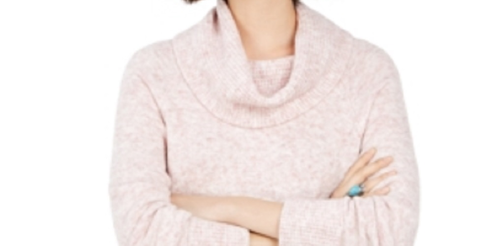 Suéter feminino estilo &amp; co com gola alta, tamanho p, roxo