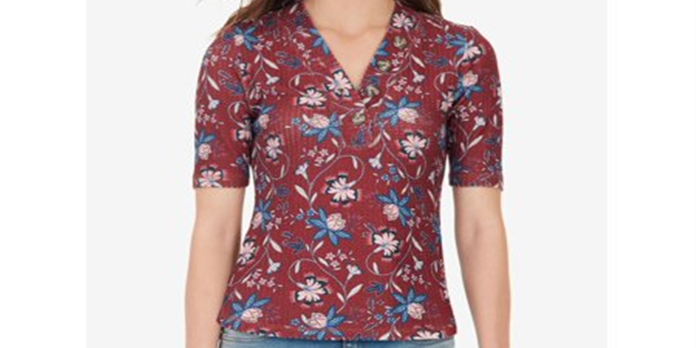 Camisa Henley Floral Feminina William Rast Vermelha Tamanho X-pequeno