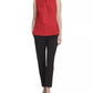 DKNY Top feminino sem mangas com gola alta e pregas, vermelho, tamanho extragrande