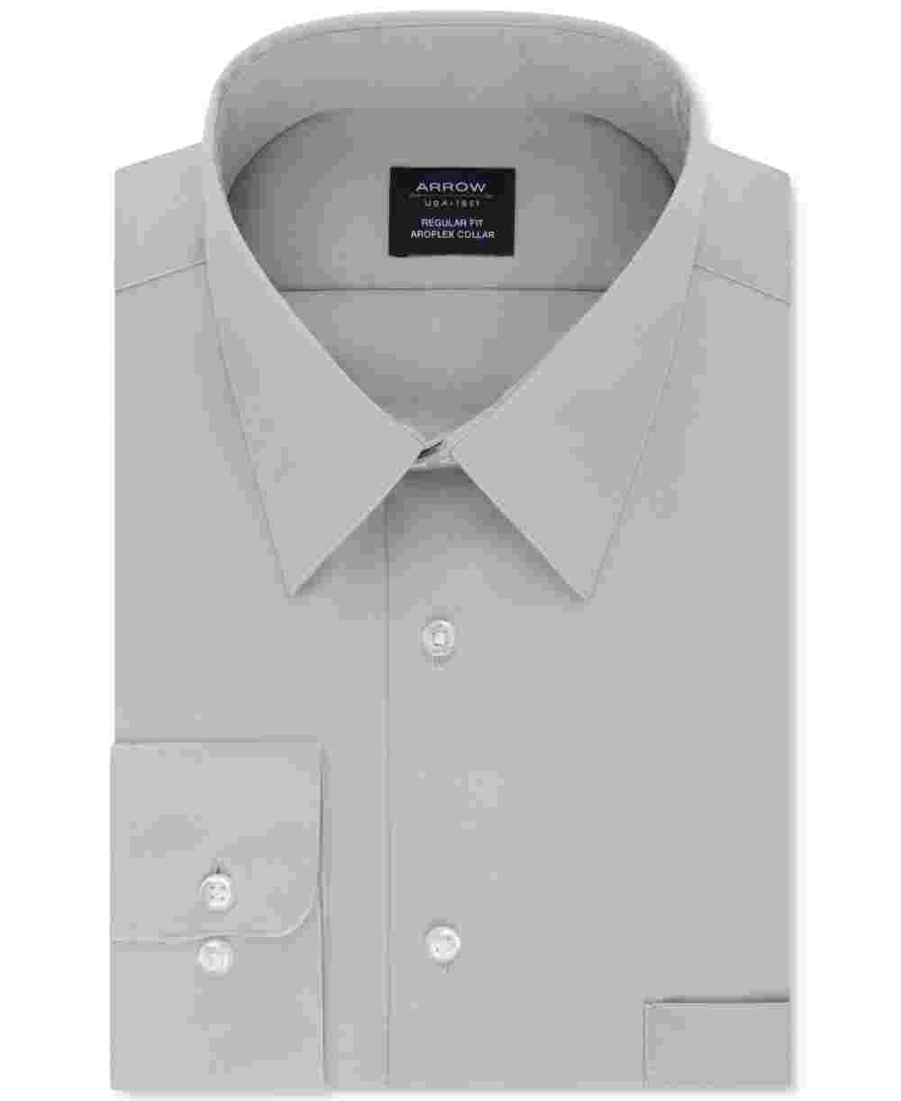 Camisa social elástica de desempenho clássica Arrow masculina, cinza, tamanho G