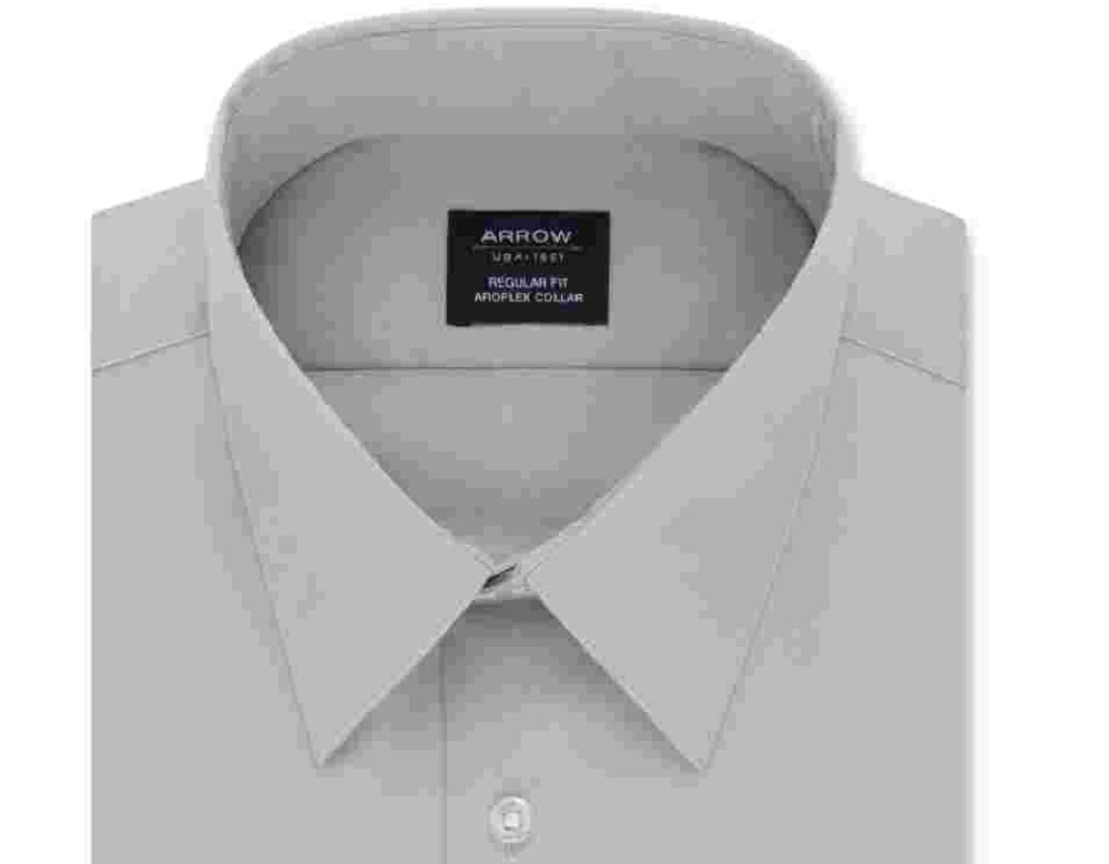 Camisa social elástica de desempenho clássica Arrow masculina, cinza, tamanho G