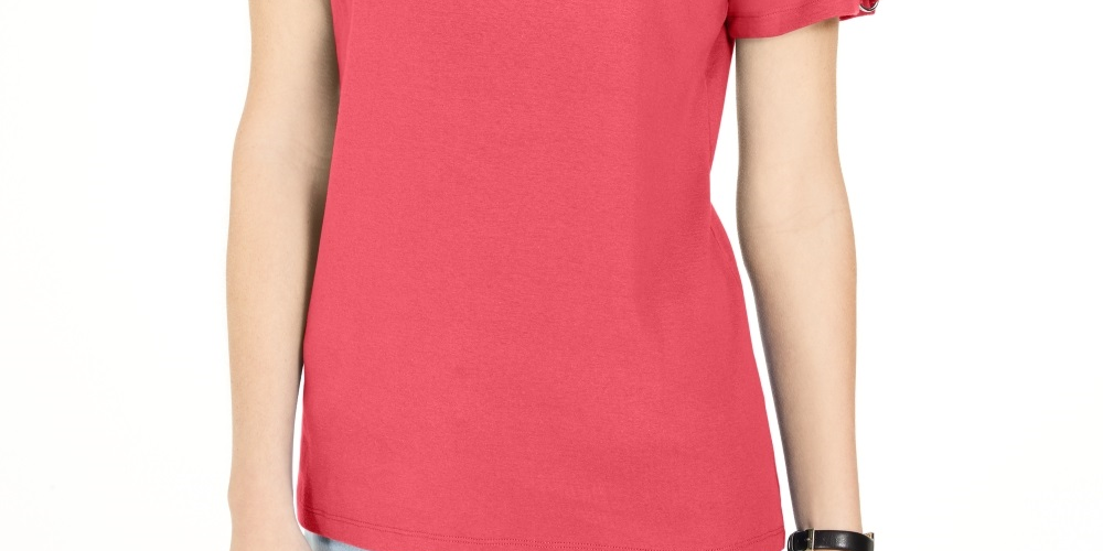 Karen Scott Top feminino com recorte triplo e argola laranja, tamanho médio