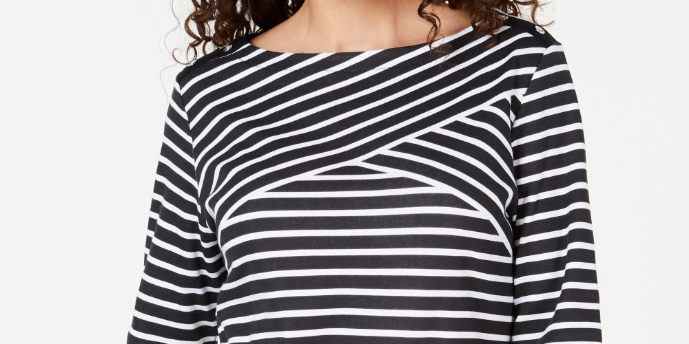 Karen Scott Top Listrado Cruzado Feminino Preto Tamanho X-S