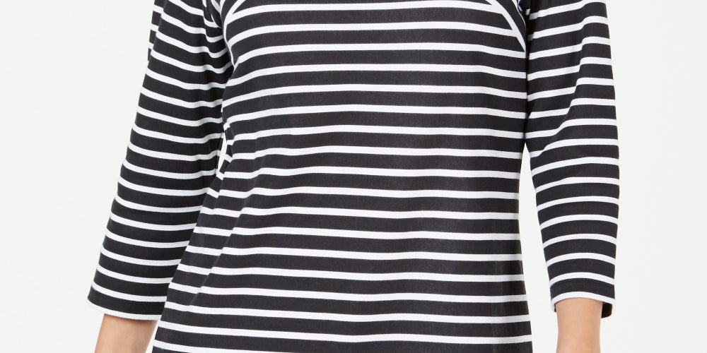 Karen Scott Top Listrado Cruzado Feminino Preto Tamanho X-S