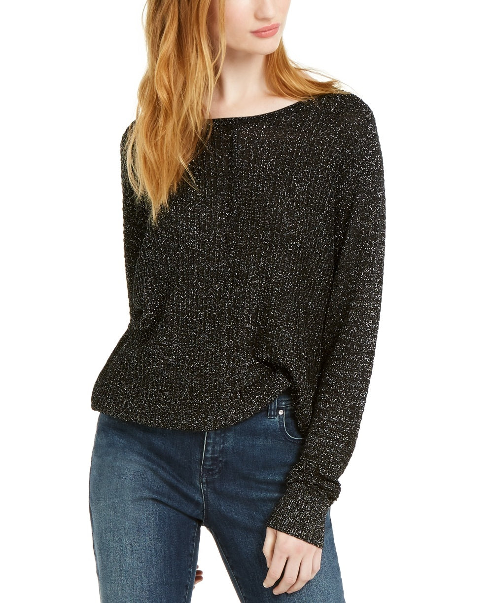 Suéter metálico feminino INC International Concepts, tamanho médio, prateado