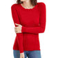 Suéter feminino Maison Jules com gola redonda canelada, vermelho, tamanho X P