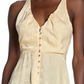 Vestido de coquetel feminino Free People, liso, sem mangas, decote em V, comprimento chá, cintura império, amarelo, tamanho pequeno