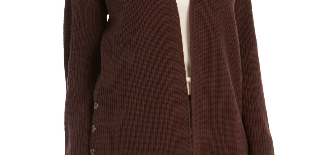 Cardigan grande feminino estilo &amp; co com botões laterais cáqui tamanho extrapequeno