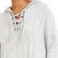 Moletom com capuz Hippie Rose Juniors aconchegante com cadarço cinza tamanho grande