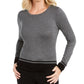 Blusa feminina Karen Scott Colorblocked, tamanho PL, cor carvão