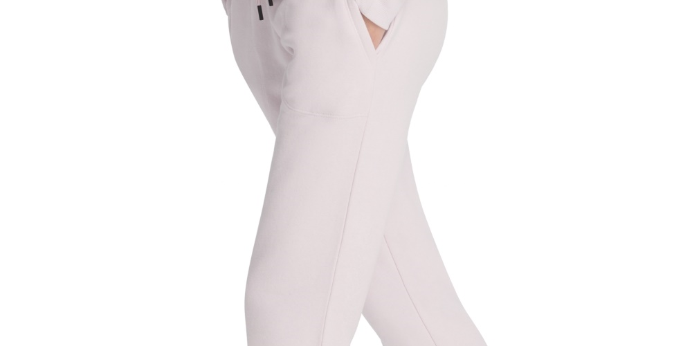 Calça de moletom feminina DKNY Sport Sparkle-Logo rosa tamanho GG
