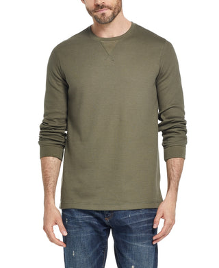 Camiseta masculina vintage de manga comprida em malha waffle, à prova de intempéries, verde, tamanho XX-G