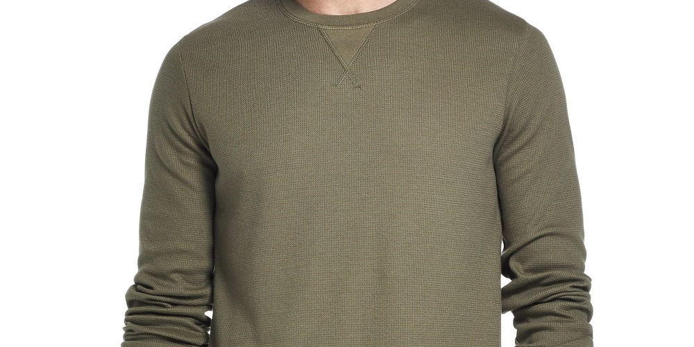 Camiseta masculina vintage de manga comprida em malha waffle, à prova de intempéries, verde, tamanho XX-G
