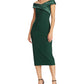 Vestido de coquetel midi sem mangas Ralph Lauren feminino verde de seda, ombro de fora, tamanho 10