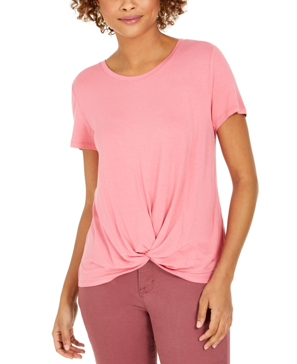 Top feminino com frente torcida estilo &amp; co, rosa, tamanho extrapequeno