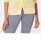 Cardigan feminino de malha Pointelle Charter Club, amarelo, tamanho grande