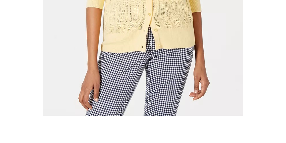 Cardigan feminino de malha Pointelle Charter Club, amarelo, tamanho grande