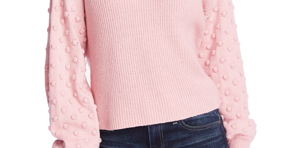 Suéter feminino CeCe com mangas bufantes, rosa, tamanho pequeno