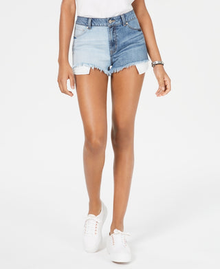 Rewash Junior's Colorblocked Denim Shorts Blue Size 9