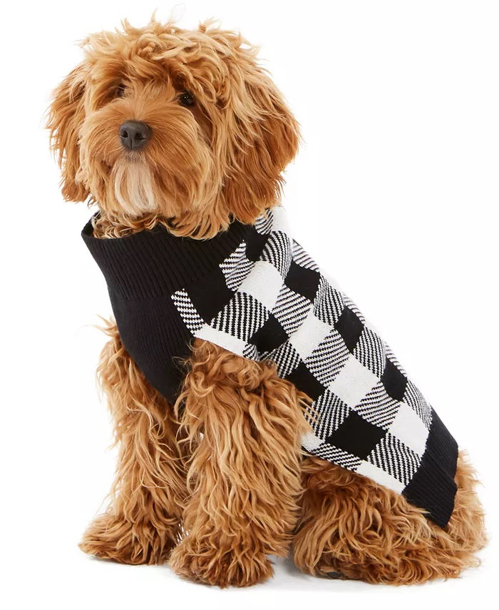 Suéter feminino com estampa xadrez e estampa de cachorro para família Charter Club, tamanho XX-G