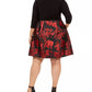 Vestido feminino plus size Jessica Howard com estampa floral e ajuste evasê, preto/vermelho, tamanho 24W