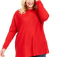Blusa feminina plus size de lã alta e baixa da INC International Concepts, vermelha, tamanho 2X