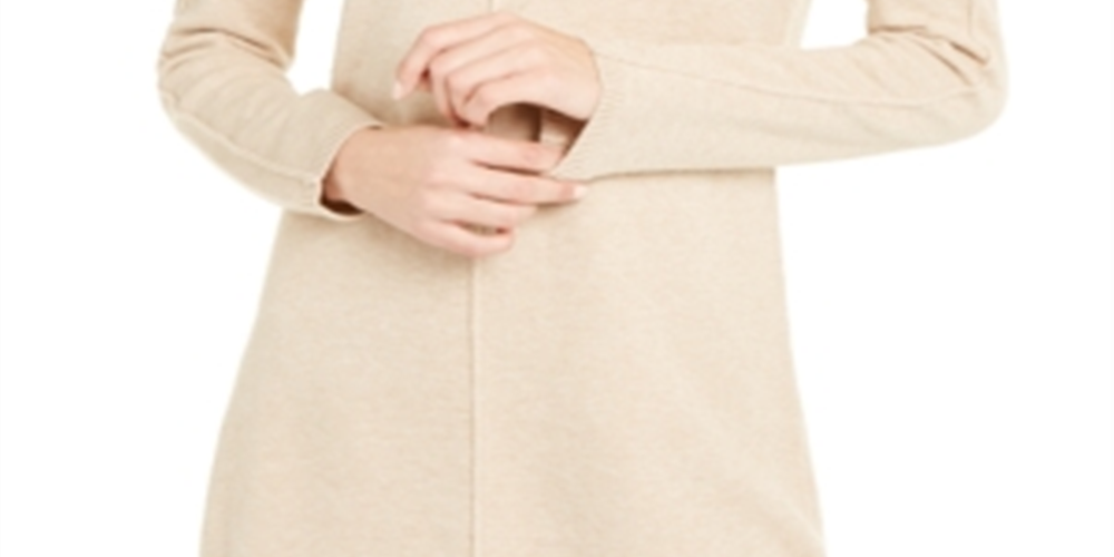 Alfani Suéter túnica feminino com decote em V marrom tamanho médio