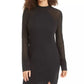 Vestido justo com manga de malha Material Girl Juniors, preto, tamanho grande